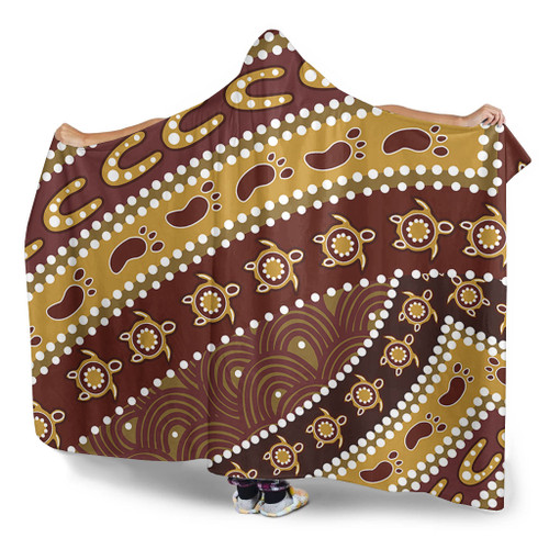 Australia Aboriginal Hooded Blanket - Australian Aboriginal Style Of Pattern Background Hooded Blanket