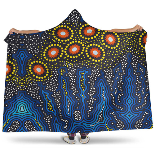 Australia Aboriginal Hooded Blanket - Aboriginal Dreaming Dot Art Hooded Blanket Australia Aboriginal Hooded Blanket - Aboriginal Dreaming Dot Art Hooded Blanket