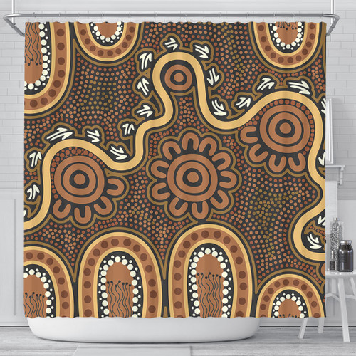 Australia Aboriginal Shower Curtain - Aboriginal Style Of Dot Art  Shower Curtain Australia Aboriginal Shower Curtain - Aboriginal Style Of Dot Art  Shower Curtain
