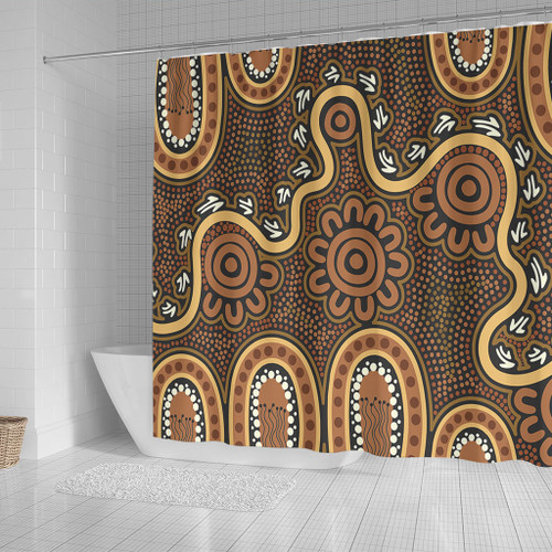 Australia Aboriginal Shower Curtain - Aboriginal Style Of Dot Art  Shower Curtain Australia Aboriginal Shower Curtain - Aboriginal Style Of Dot Art  Shower Curtain