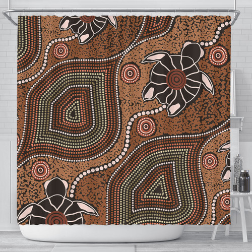 Australia Aboriginal Shower Curtain - Aboriginal Turtle Art Background Shower Curtain Australia Aboriginal Shower Curtain - Aboriginal Turtle Art Background Shower Curtain