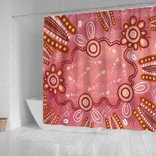 Australia Aboriginal Shower Curtain - Pink Aboriginal Dot Art Background Shower Curtain Australia Aboriginal Shower Curtain - Pink Aboriginal Dot Art Background Shower Curtain