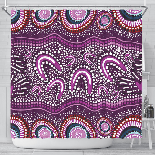Australia Aboriginal Shower Curtain - Purple Aboriginal Dot Art Style Painting Shower Curtain Australia Aboriginal Shower Curtain - Purple Aboriginal Dot Art Style Painting Shower Curtain