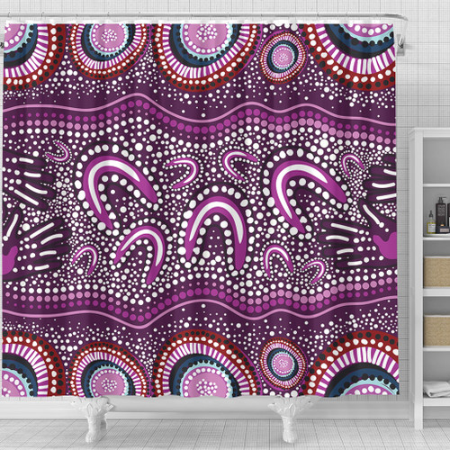 Australia Aboriginal Shower Curtain - Purple Aboriginal Dot Art Style Painting Shower Curtain Australia Aboriginal Shower Curtain - Purple Aboriginal Dot Art Style Painting Shower Curtain