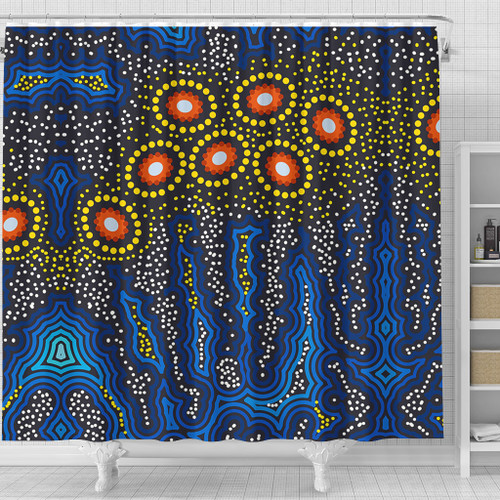 Australia Aboriginal Shower Curtain - Aboriginal Dreaming Dot Art Shower Curtain Australia Aboriginal Shower Curtain - Aboriginal Dreaming Dot Art Shower Curtain