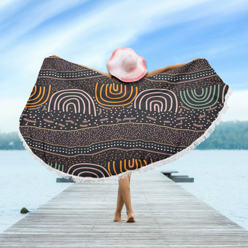 Australia Aboriginal Beach Blanket - Indigenous Art Background Beach Blanket Australia Aboriginal Beach Blanket - Indigenous Art Background Beach Blanket