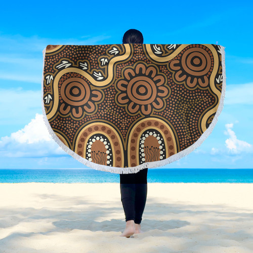 Australia Aboriginal Beach Blanket - Aboriginal Style Of Dot Art  Beach Blanket Australia Aboriginal Beach Blanket - Aboriginal Style Of Dot Art  Beach Blanket