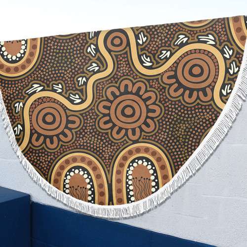 Australia Aboriginal Beach Blanket - Aboriginal Style Of Dot Art  Beach Blanket Australia Aboriginal Beach Blanket - Aboriginal Style Of Dot Art  Beach Blanket