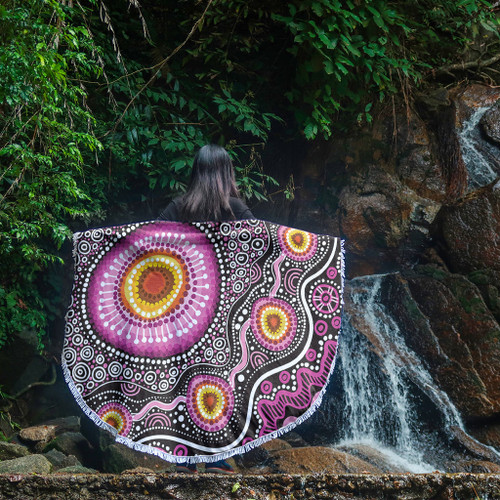Australia Aboriginal Beach Blanket - Beautiful Vector Painting Showcasing Aboriginal Dot Artwork Beach Blanket Australia Aboriginal Beach Blanket - Beautiful Vector Painting Showcasing Aboriginal Dot Artwork Beach Blanket