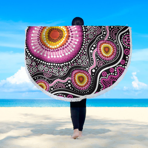 Australia Aboriginal Beach Blanket - Beautiful Vector Painting Showcasing Aboriginal Dot Artwork Beach Blanket Australia Aboriginal Beach Blanket - Beautiful Vector Painting Showcasing Aboriginal Dot Artwork Beach Blanket