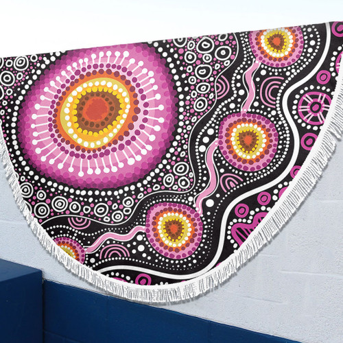 Australia Aboriginal Beach Blanket - Beautiful Vector Painting Showcasing Aboriginal Dot Artwork Beach Blanket Australia Aboriginal Beach Blanket - Beautiful Vector Painting Showcasing Aboriginal Dot Artwork Beach Blanket