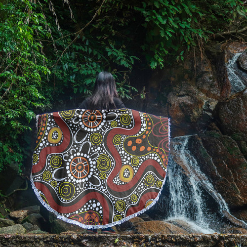 Australia Aboriginal Beach Blanket - Illustration Based On Aboriginal Style Of Artwork Beach Blanket Australia Aboriginal Beach Blanket - Illustration Based On Aboriginal Style Of Artwork Beach Blanket