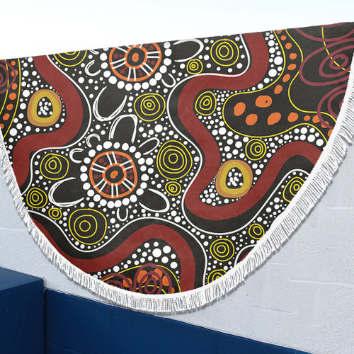 Australia Aboriginal Beach Blanket - Illustration Based On Aboriginal Style Of Artwork Beach Blanket Australia Aboriginal Beach Blanket - Illustration Based On Aboriginal Style Of Artwork Beach Blanket