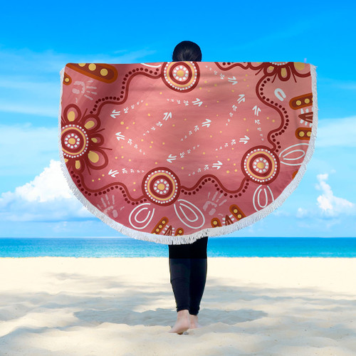 Australia Aboriginal Beach Blanket - Pink Aboriginal Dot Art Background Beach Blanket Australia Aboriginal Beach Blanket - Pink Aboriginal Dot Art Background Beach Blanket