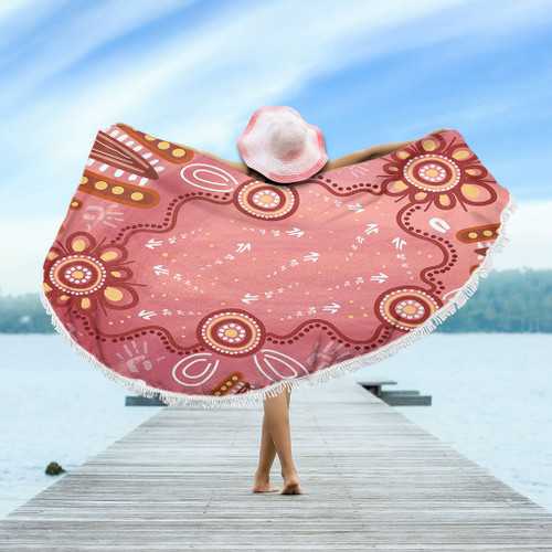 Australia Aboriginal Beach Blanket - Pink Aboriginal Dot Art Background Beach Blanket Australia Aboriginal Beach Blanket - Pink Aboriginal Dot Art Background Beach Blanket