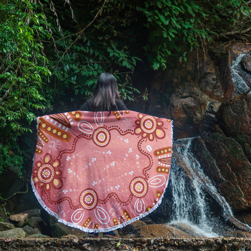 Australia Aboriginal Beach Blanket - Pink Aboriginal Dot Art Background Beach Blanket Australia Aboriginal Beach Blanket - Pink Aboriginal Dot Art Background Beach Blanket