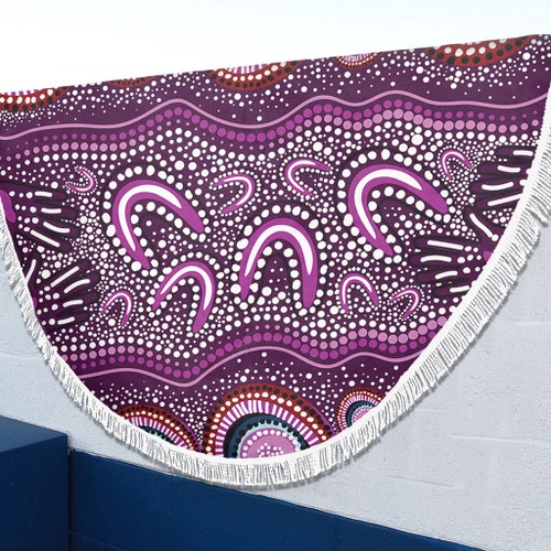 Australia Aboriginal Beach Blanket - Purple Aboriginal Dot Art Style Painting Beach Blanket Australia Aboriginal Beach Blanket - Purple Aboriginal Dot Art Style Painting Beach Blanket