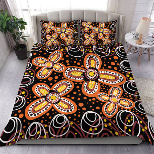 Australia Aboriginal Bedding Set - Flowers Inspired By The Aboriginal Art Bedding Set