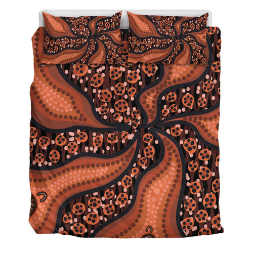 Australia Aboriginal Bedding Set - Brown Background With An Aboriginal Art Style Bedding Set Australia Aboriginal Bedding Set - Brown Background With An Aboriginal Art Style Bedding Set