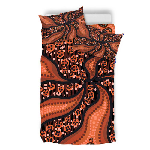 Australia Aboriginal Bedding Set - Brown Background With An Aboriginal Art Style Bedding Set Australia Aboriginal Bedding Set - Brown Background With An Aboriginal Art Style Bedding Set
