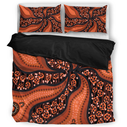 Australia Aboriginal Bedding Set - Brown Background With An Aboriginal Art Style Bedding Set Australia Aboriginal Bedding Set - Brown Background With An Aboriginal Art Style Bedding Set