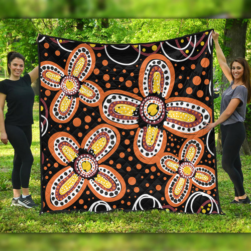 Australia Aboriginal Quilt - Flowers Inspired By The Aboriginal Art Quilt Australia Aboriginal Quilt - Flowers Inspired By The Aboriginal Art Quilt