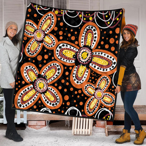 Australia Aboriginal Quilt - Flowers Inspired By The Aboriginal Art Quilt