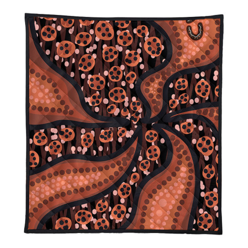 Australia Aboriginal Quilt - Brown Background With An Aboriginal Art Style Quilt Australia Aboriginal Quilt - Brown Background With An Aboriginal Art Style Quilt