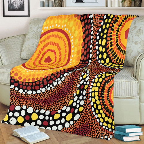 Australia Aboriginal Blanket - Brown Aboriginal Style Dot Art Blanket