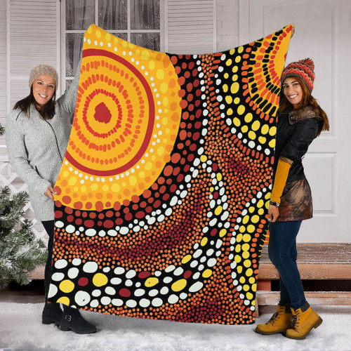 Australia Aboriginal Blanket - Brown Aboriginal Style Dot Art Blanket Australia Aboriginal Blanket - Brown Aboriginal Style Dot Art Blanket