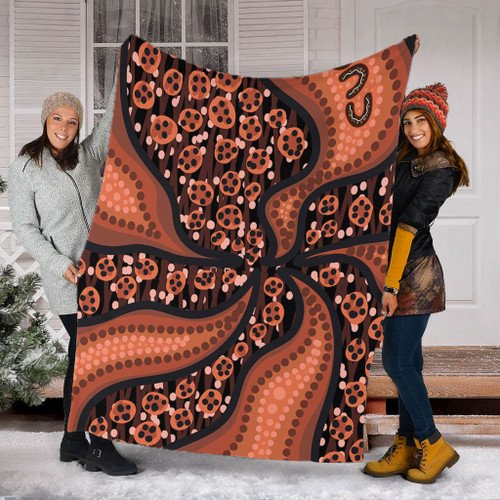 Australia Aboriginal Blanket - Brown Background With An Aboriginal Art Style Blanket Australia Aboriginal Blanket - Brown Background With An Aboriginal Art Style Blanket
