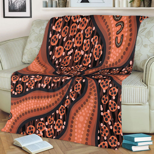 Australia Aboriginal Blanket - Brown Background With An Aboriginal Art Style Blanket