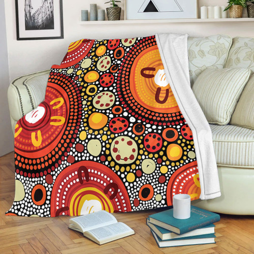 Australia Aboriginal Blanket - Colorful Dot Art Inspired By Aboriginal Culture Blanket