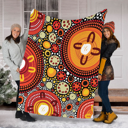 Australia Aboriginal Blanket - Colorful Dot Art Inspired By Aboriginal Culture Blanket