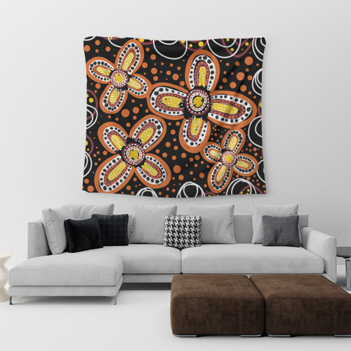 Australia Aboriginal Tapestry - Flowers Inspired By The Aboriginal Art Tapestry Australia Aboriginal Tapestry - Flowers Inspired By The Aboriginal Art Tapestry