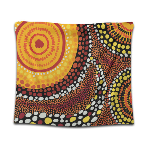 Australia Aboriginal Tapestry - Brown Aboriginal Style Dot Art Tapestry Australia Aboriginal Tapestry - Brown Aboriginal Style Dot Art Tapestry