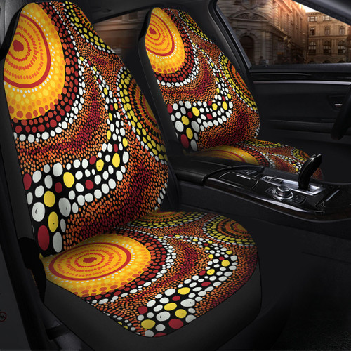 Australia Aboriginal Car Seat Cover - Brown Aboriginal Style Dot Art Car Seat Cover