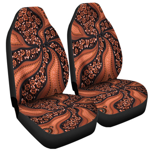 Australia Aboriginal Car Seat Cover - Brown Background With An Aboriginal Art Style Car Seat Cover Australia Aboriginal Car Seat Cover - Brown Background With An Aboriginal Art Style Car Seat Cover