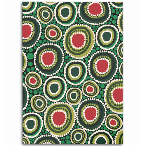 Australia Aboriginal Area Rug - Green Dot Art Circle Pattern From Aboriginal Art Area Rug