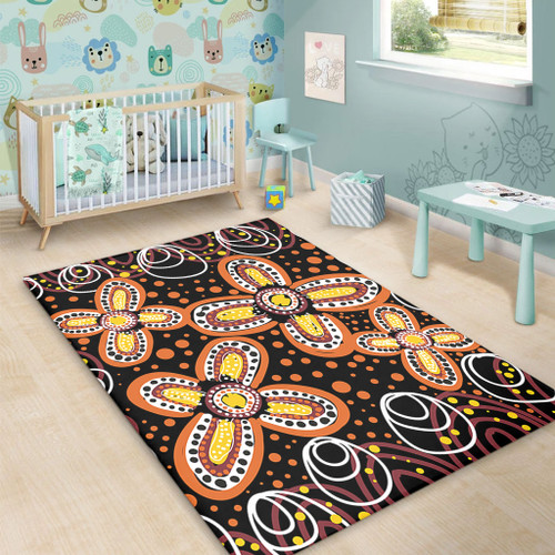 Australia Aboriginal Area Rug - Flowers Inspired By The Aboriginal Art Area Rug Australia Aboriginal Area Rug - Flowers Inspired By The Aboriginal Art Area Rug
