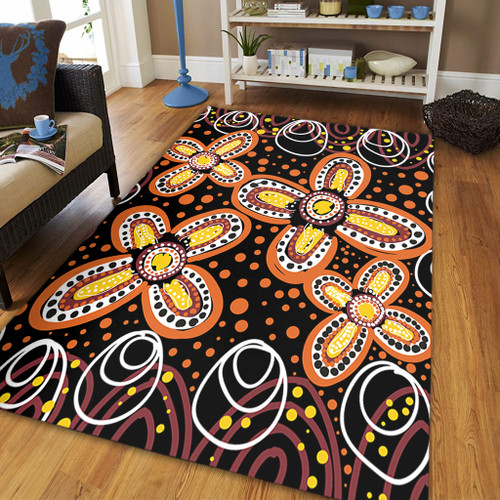 Australia Aboriginal Area Rug - Flowers Inspired By The Aboriginal Art Area Rug Australia Aboriginal Area Rug - Flowers Inspired By The Aboriginal Art Area Rug