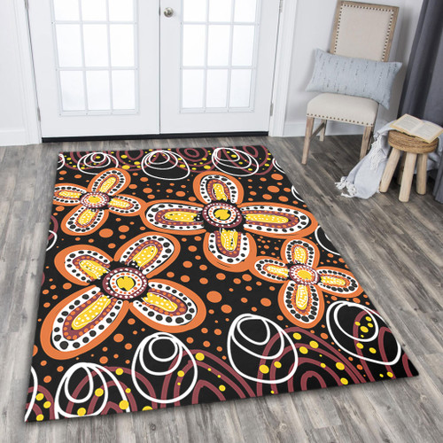 Australia Aboriginal Area Rug - Flowers Inspired By The Aboriginal Art Area Rug Australia Aboriginal Area Rug - Flowers Inspired By The Aboriginal Art Area Rug