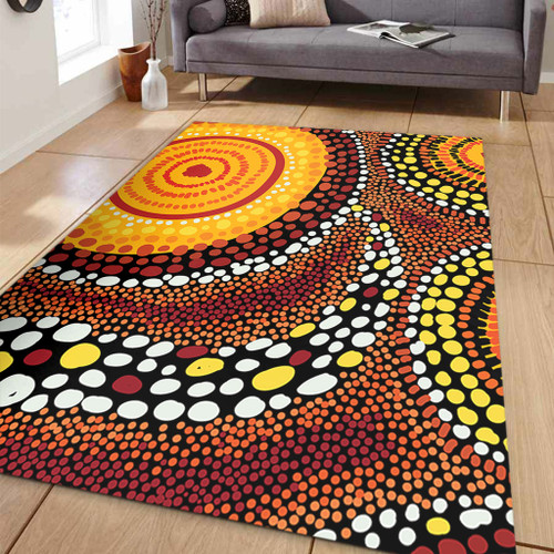 Australia Aboriginal Area Rug - Brown Aboriginal Style Dot Art Area Rug