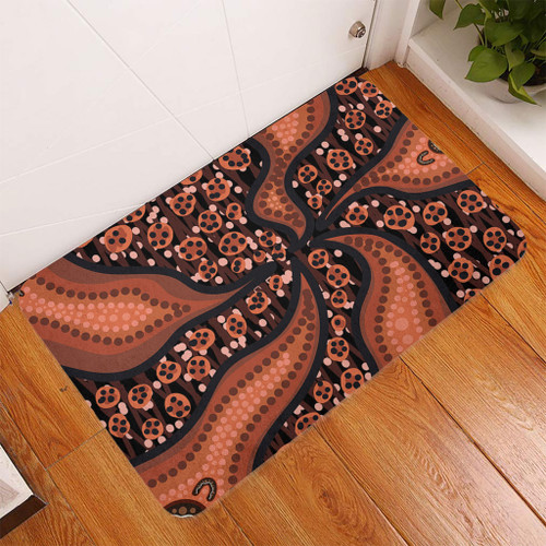 Australia Aboriginal Doormat - Brown Background With An Aboriginal Art Style Doormat Australia Aboriginal Doormat - Brown Background With An Aboriginal Art Style Doormat