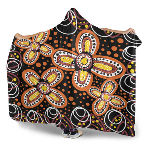 Australia Aboriginal Hooded Blanket - Flowers Inspired By The Aboriginal Art Hooded Blanket Australia Aboriginal Hooded Blanket - Flowers Inspired By The Aboriginal Art Hooded Blanket