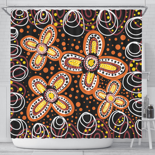 Australia Aboriginal Shower Curtain - Flowers Inspired By The Aboriginal Art Shower Curtain Australia Aboriginal Shower Curtain - Flowers Inspired By The Aboriginal Art Shower Curtain