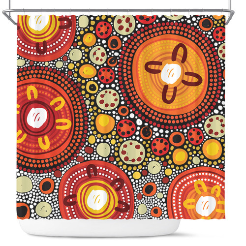 Australia Aboriginal Shower Curtain - Colorful Dot Art Inspired By Aboriginal Culture Shower Curtain Australia Aboriginal Shower Curtain - Colorful Dot Art Inspired By Aboriginal Culture Shower Curtain