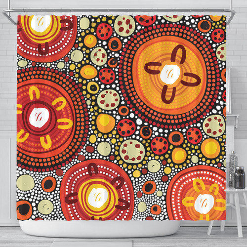 Australia Aboriginal Shower Curtain - Colorful Dot Art Inspired By Aboriginal Culture Shower Curtain Australia Aboriginal Shower Curtain - Colorful Dot Art Inspired By Aboriginal Culture Shower Curtain