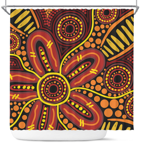 Australia Aboriginal Shower Curtain - Dot Art That Reflects Aboriginal Traditions Inspired Shower Curtain Australia Aboriginal Shower Curtain - Dot Art That Reflects Aboriginal Traditions Inspired Shower Curtain