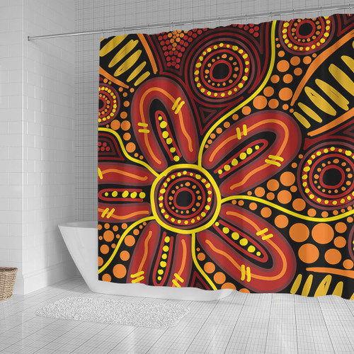 Australia Aboriginal Shower Curtain - Dot Art That Reflects Aboriginal Traditions Inspired Shower Curtain Australia Aboriginal Shower Curtain - Dot Art That Reflects Aboriginal Traditions Inspired Shower Curtain